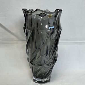 Bohemian Vase 12 ", Gray Bud Vase, Czech Crystal Flower Vase, Home Decor, Gift